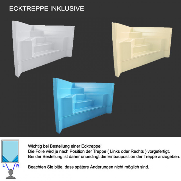 Styroporpool 600x350x150cm Set mit Ecktreppe