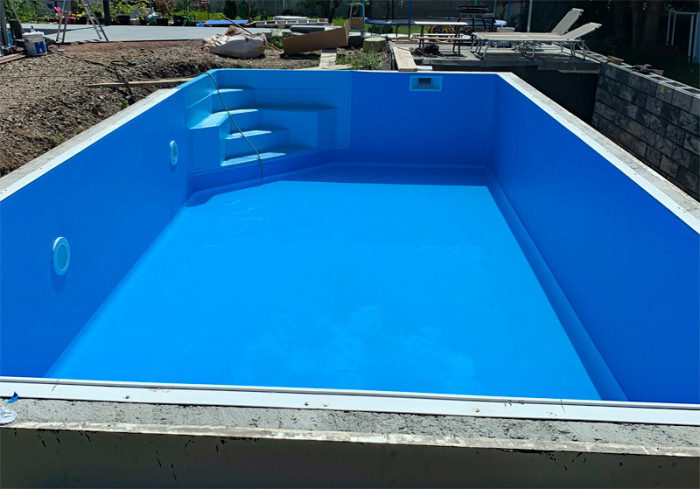 Styroporpool 750x350x150cm Set mit Ecktreppe